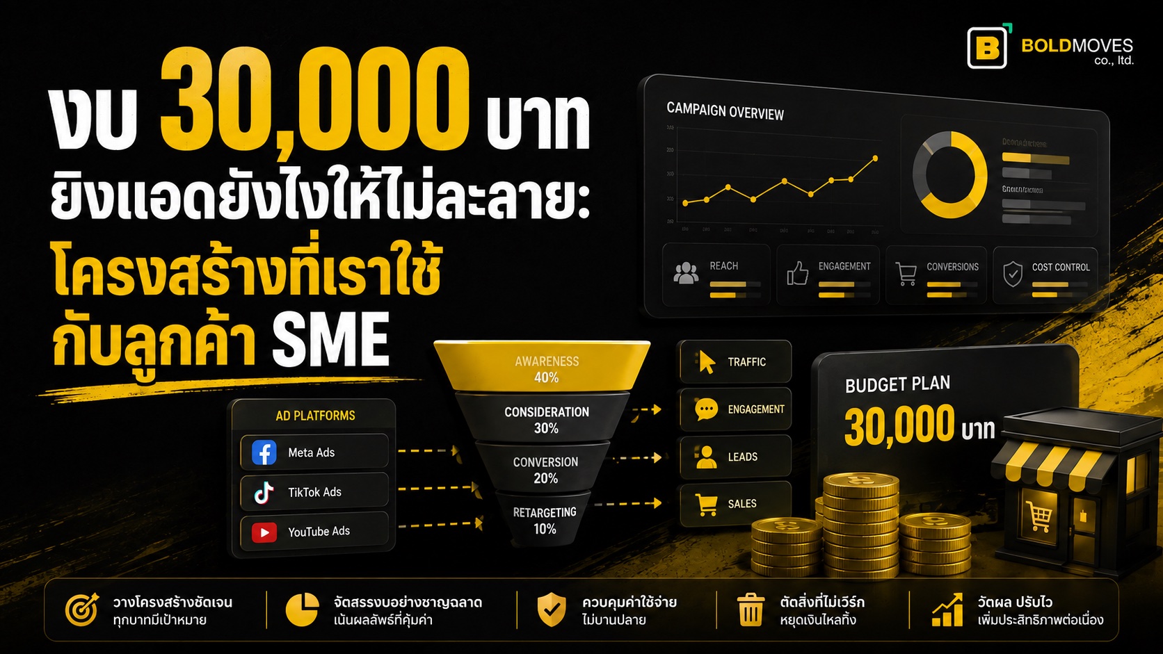 งบ 30,000 บาท ยิงแอดยังไงให้ไม่ละลาย: โครงสร้างที่เราใช้กับลูกค้า SME